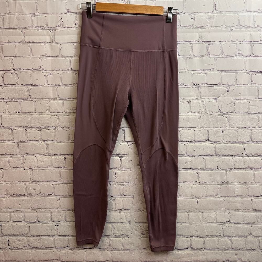 Athleta Rise Up Rib 7/8 Tights Purple Leggings Women's Small Athletic Lounge